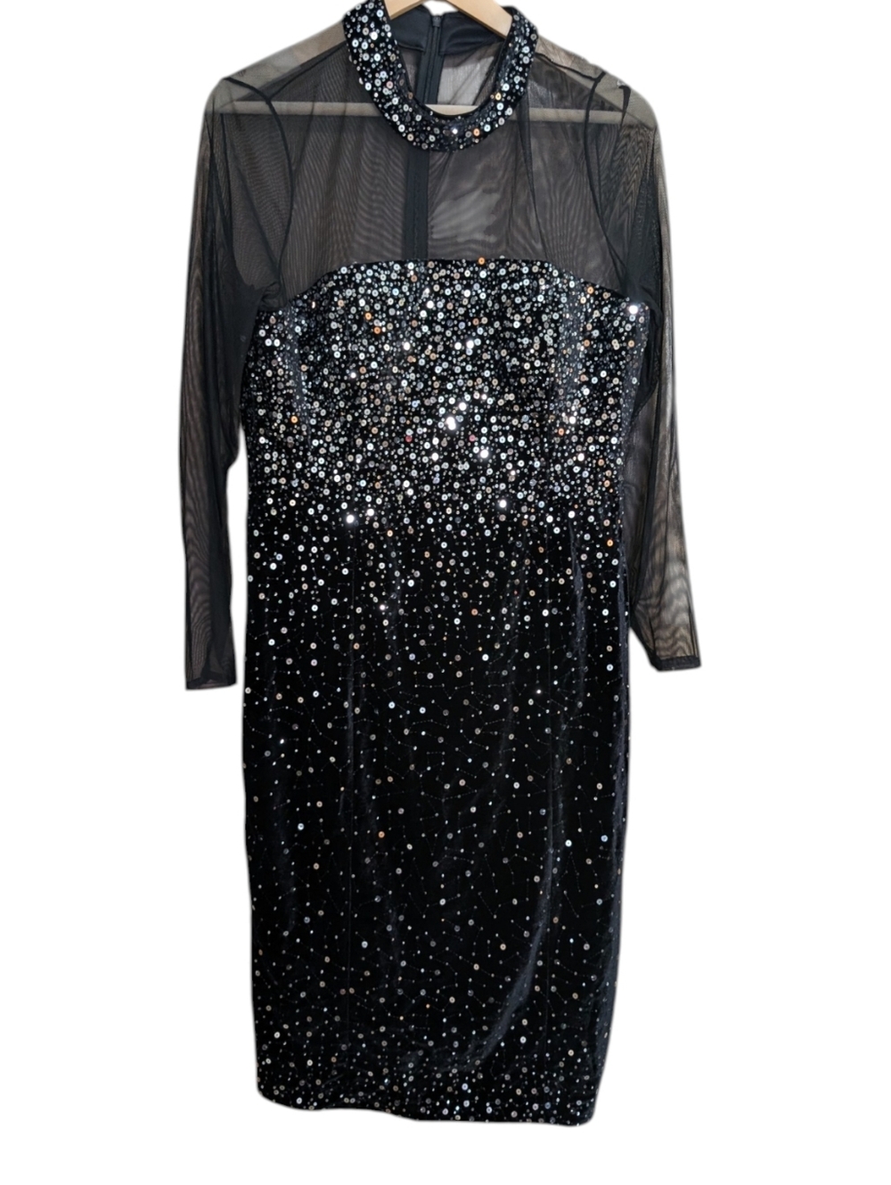Eliza J Mixed Media Sequin Long Sleeve Cocktail Midi Dress...Size 14 - Picture 5 of 9